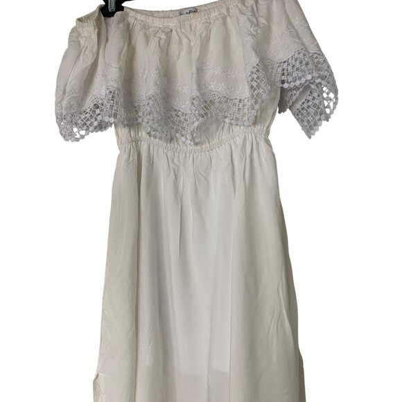 Love Fire White Off-Shoulder Maxi Dress XS/S Rayon/Polyester RD10170 - Picture 9 of 11